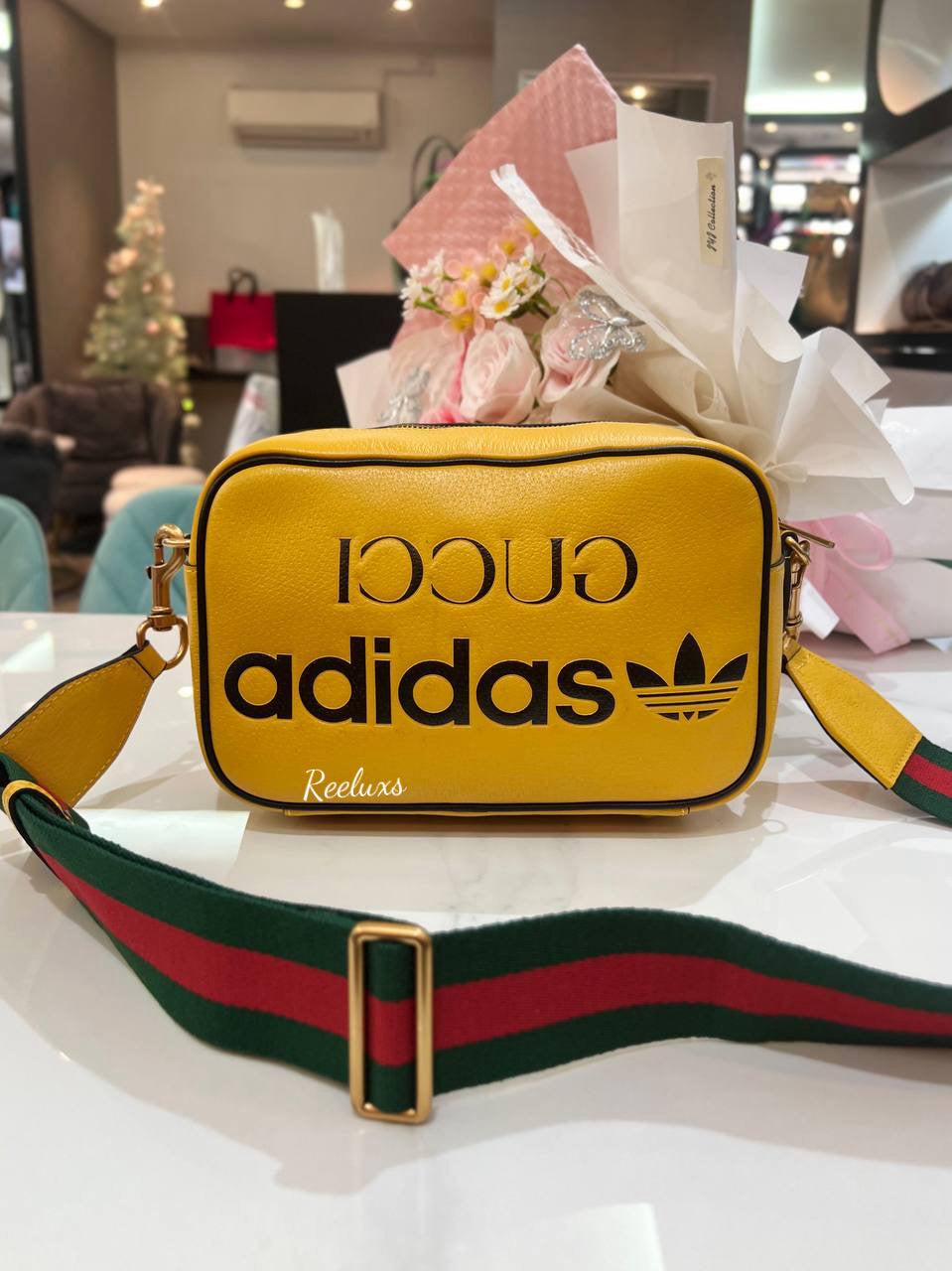 GUCCI x ADDIDAS Mustard  Leather Small Crossbody Bag