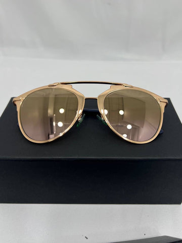 CHRISTIAN DIOR Reflected Double Bridge Aviator Sunglasses Rose Gold with Navy