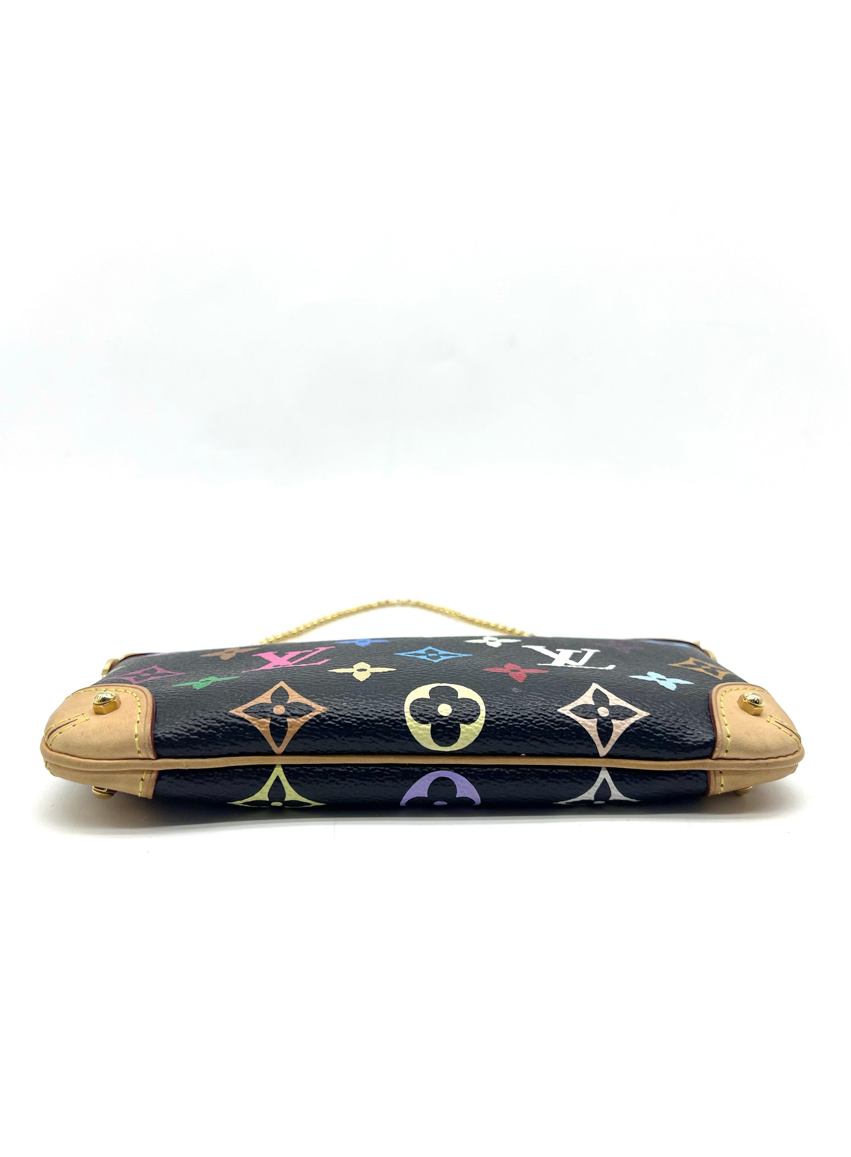 LOUIS VUITTON Black Monogram Multicolore Milla MM Pochette Bag - Reeluxs 