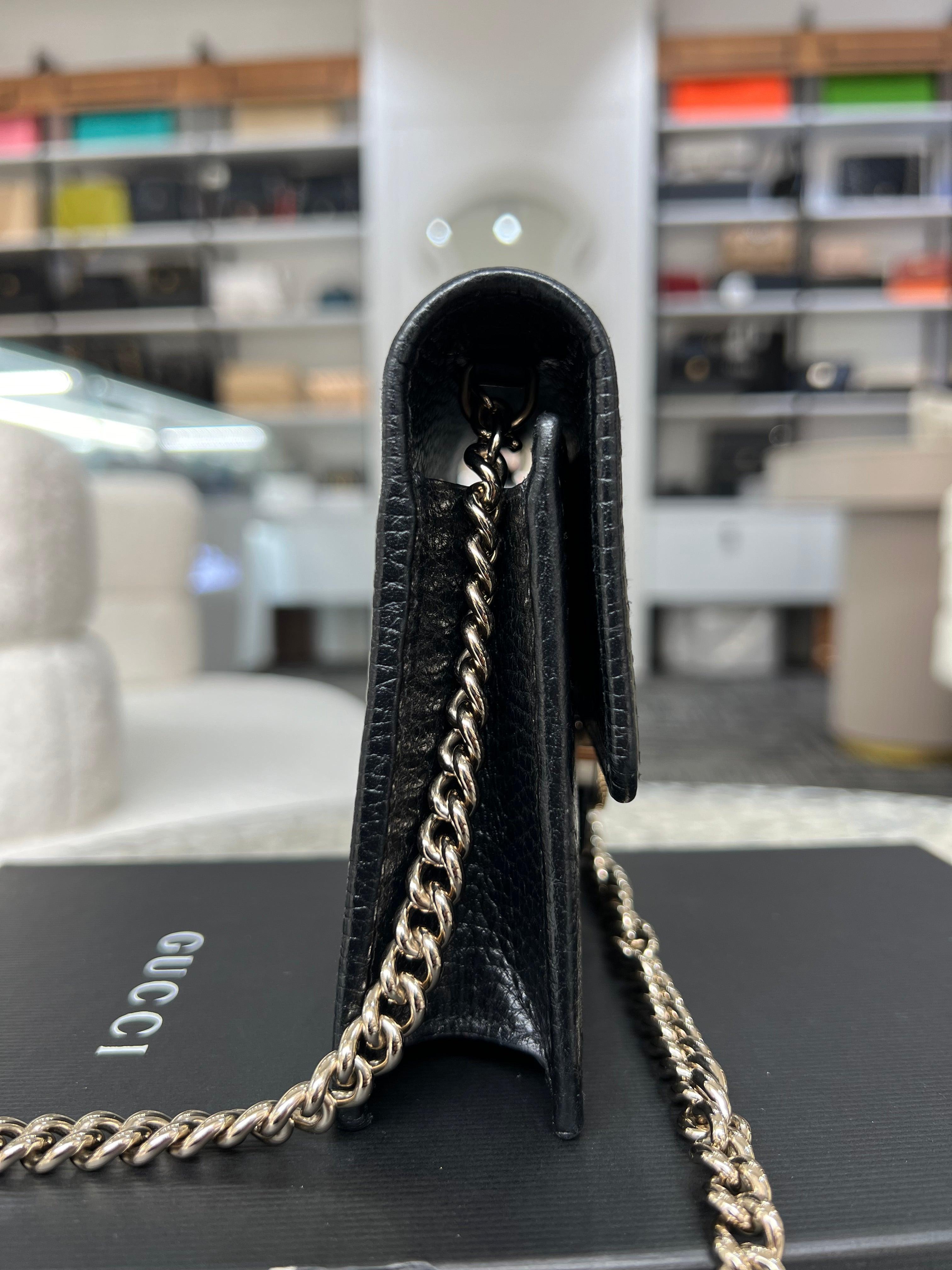 GUCCI Icon GG Interlocking Wallet On Chain Black - Reeluxs 