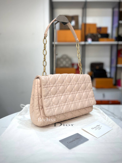 Dior Caro Small Flap Bag with Chain Strap and Leather Insert
