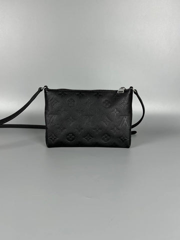 LOUIS VUITTON LV Black Monogram Empreinte Leather Pallas Pochette Crossbody Bag