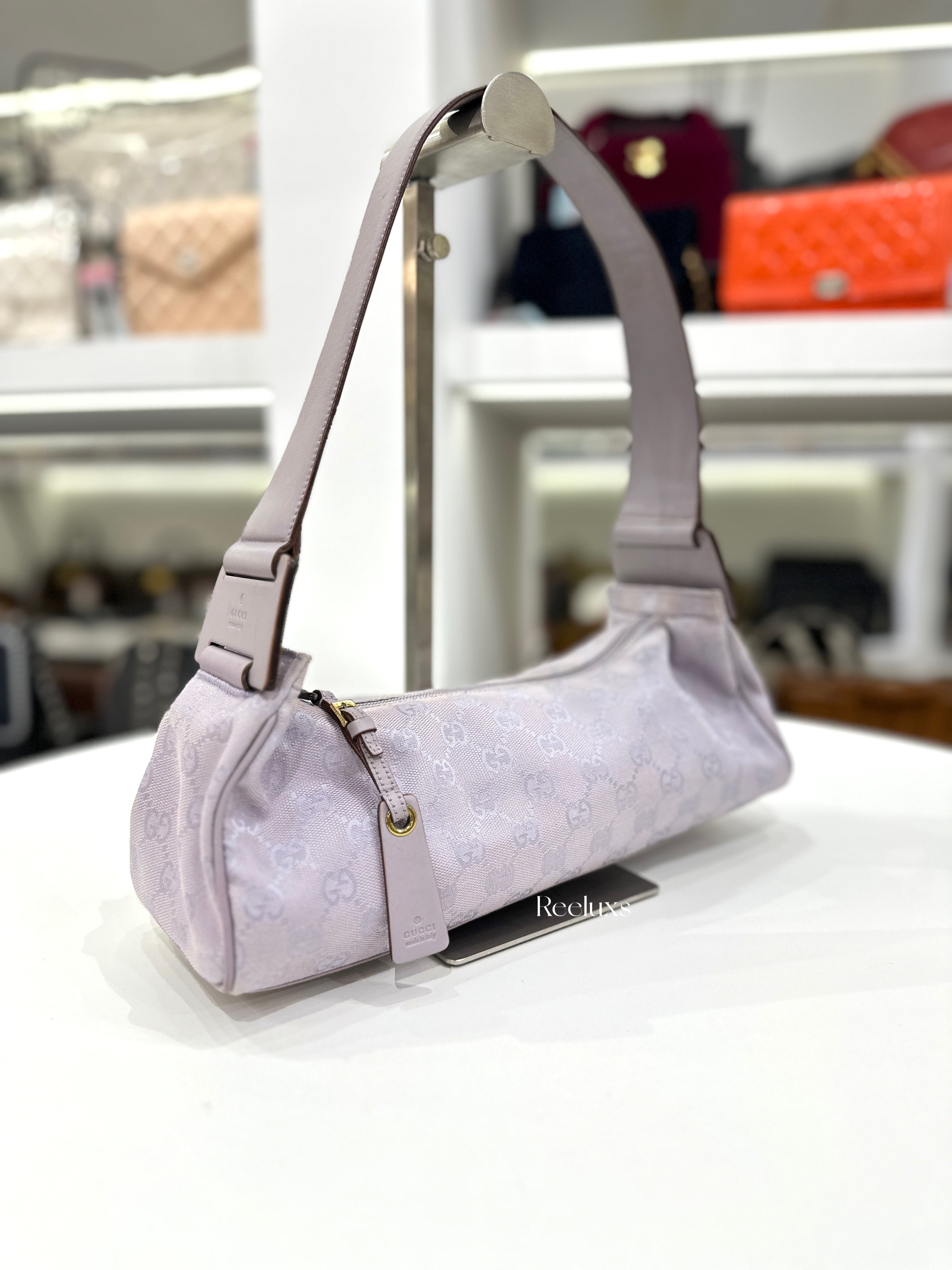 GUCCI GG Monogram Lavender Small Shoulder Bag