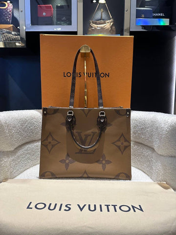 LOUIS VUITTON LV 2 Way Bag in Reverse Monogram Canvas and GHW On The Go OTG MM