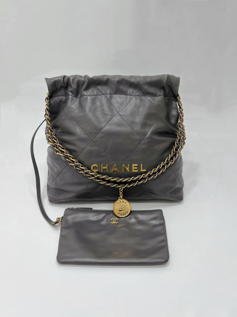 CHANEL 22 Microchip Small Tote Handbag In GHW