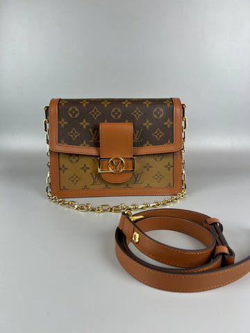 2024 Micrcochip LOUIS VUITTON DAUPHINE LV MM Other Monogram Canvas Handbag Microchip Full Set