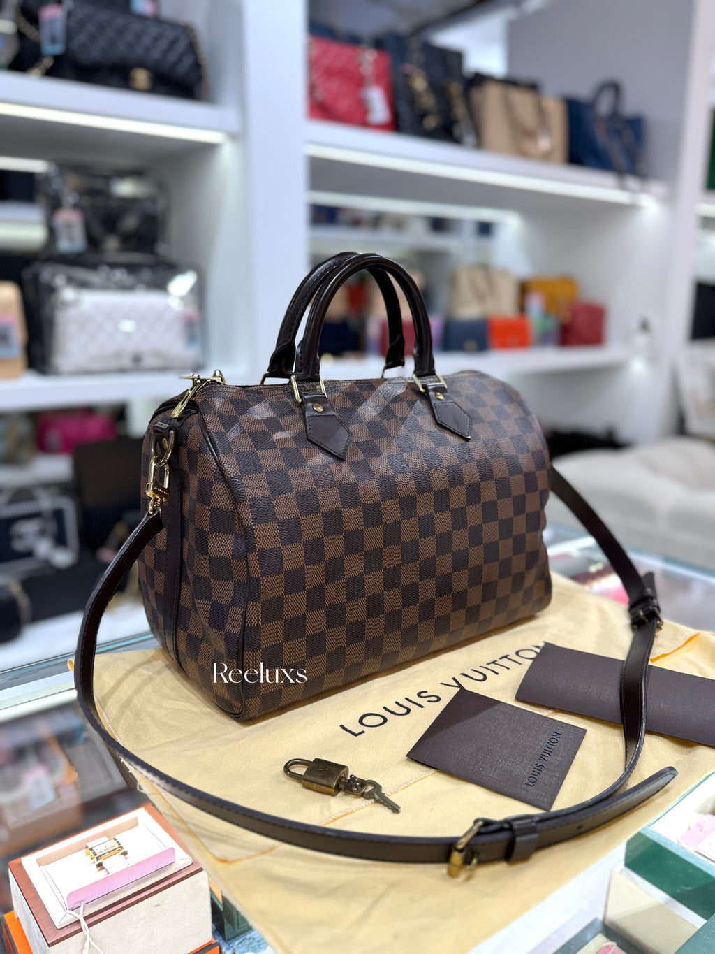 LOUIS VUITTON LV Speedy 30 Damier Ebene Canvas Handbag