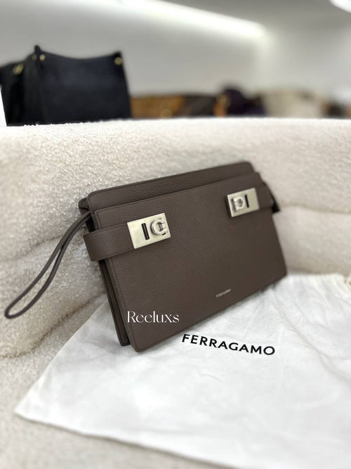 FERRAGAMO Hug Leather Clutch