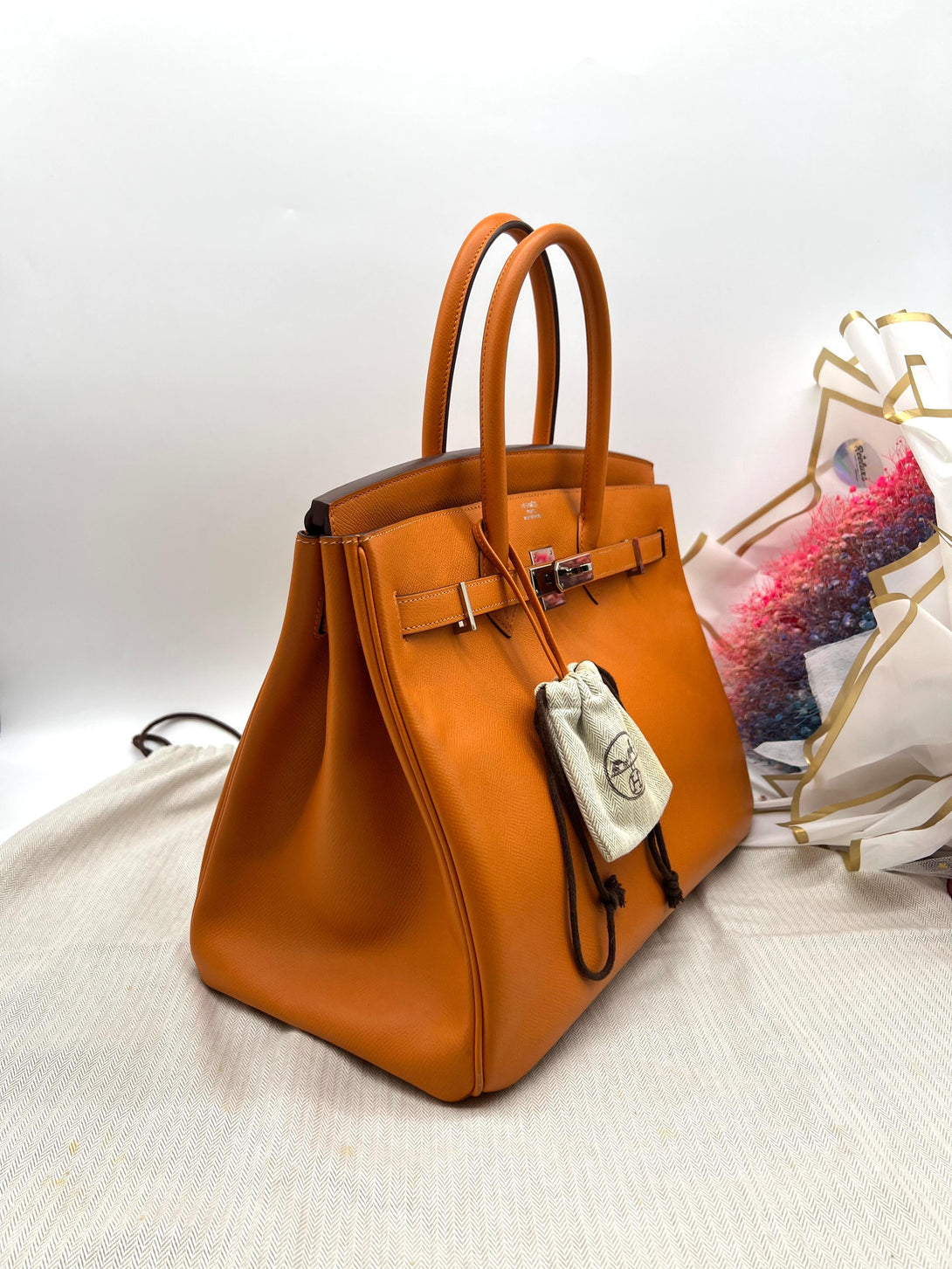 HERMÈS BIRKIN 40 ORANGE LEATHER HANDBAG - Reeluxs 