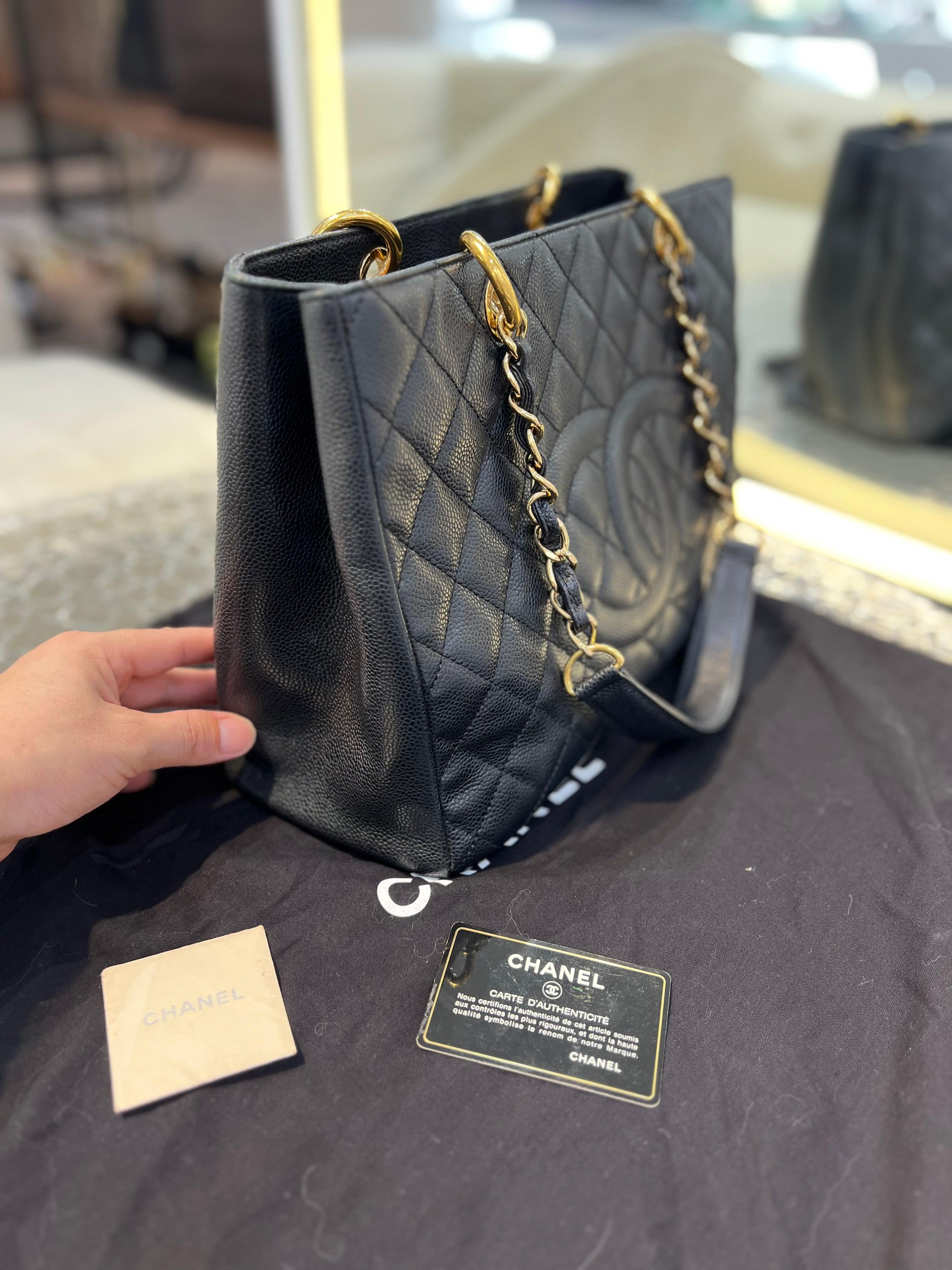 CHANEL GST Black Caviar Leather Shoulder Bag For Women - Reeluxs 