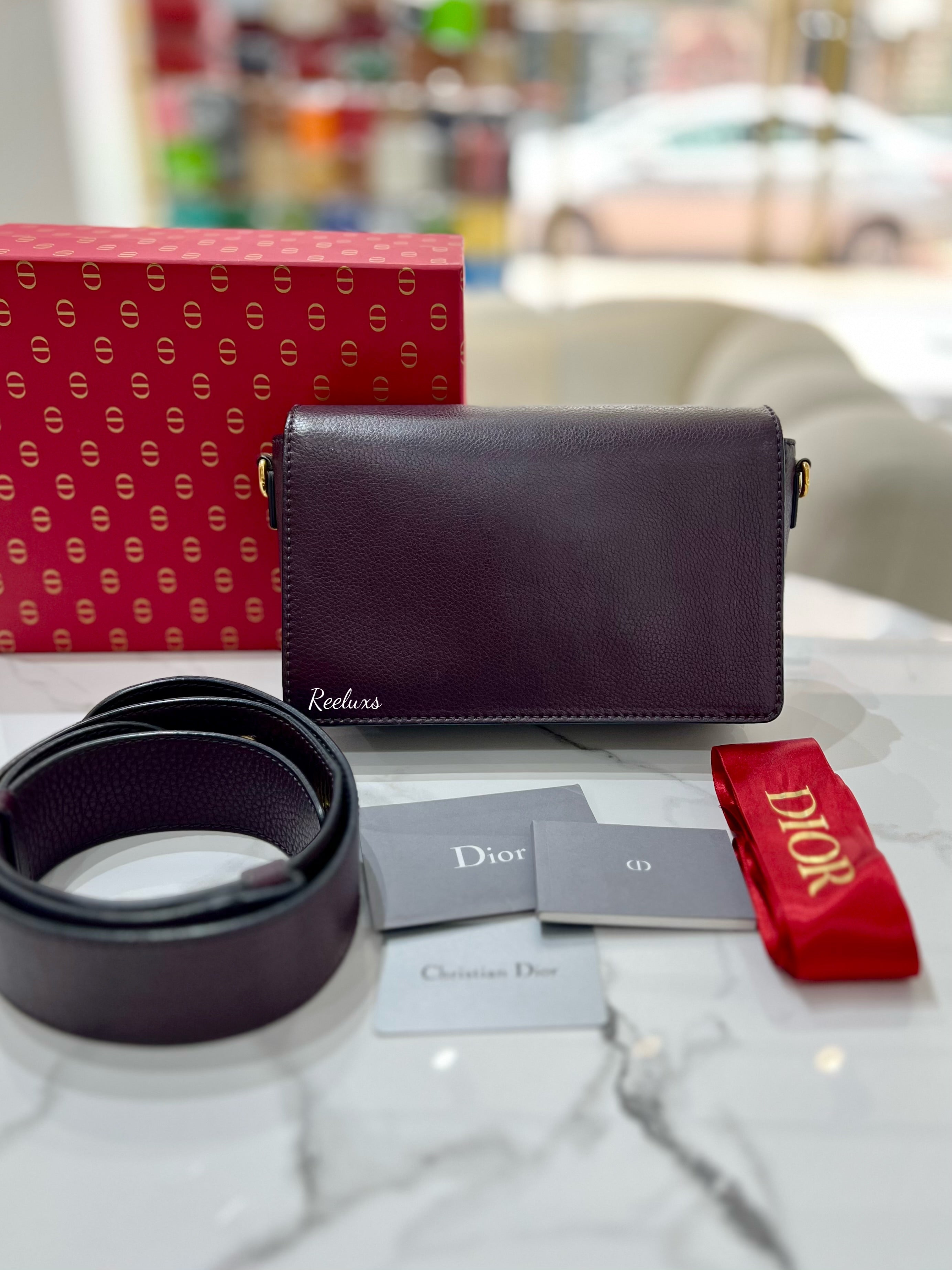 CHRISTIAN DIOR Calfskin Leather Dio( R )Evolution Flap Bag