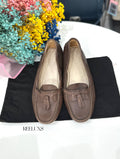 Chanel brown leather tassel driving loafers