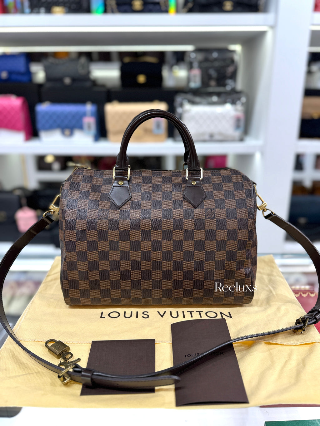LOUIS VUITTON LV Speedy 30 Damier Ebene Canvas Handbag