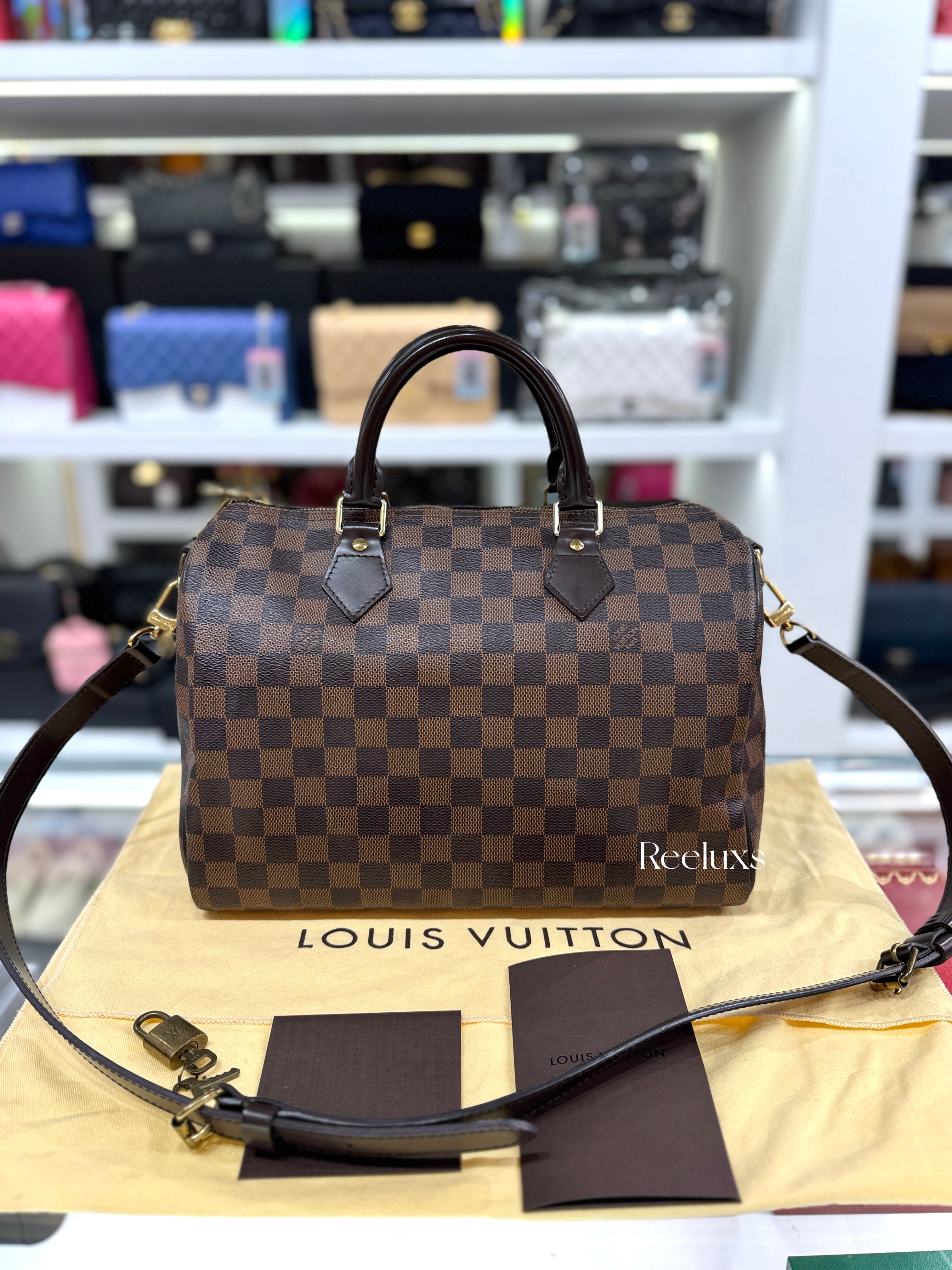 LOUIS VUITTON LV Speedy 30 Damier Ebene Canvas Handbag