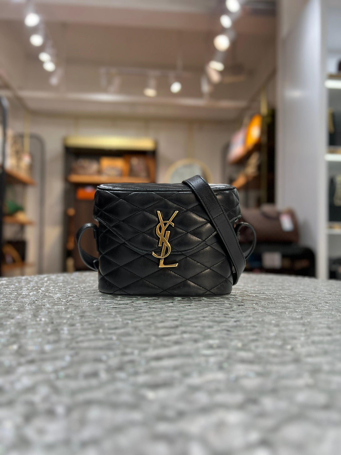 YVES SAINT LAURENT (YSL) Paris Black Leather June Women's Crossbody Sling Bag - Reeluxs 