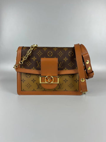 2024 Micrcochip LOUIS VUITTON DAUPHINE LV MM Other Monogram Canvas Handbag Microchip Full Set