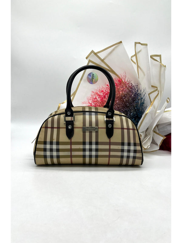 BURBERRY Nova Check Boston Bag Small Satchel - Reeluxs 