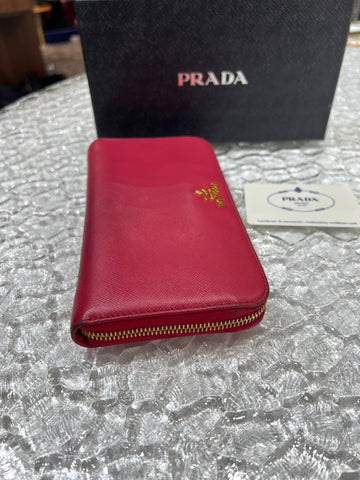 PRADA Pink Zip Leather Long Wallet - Reeluxs 