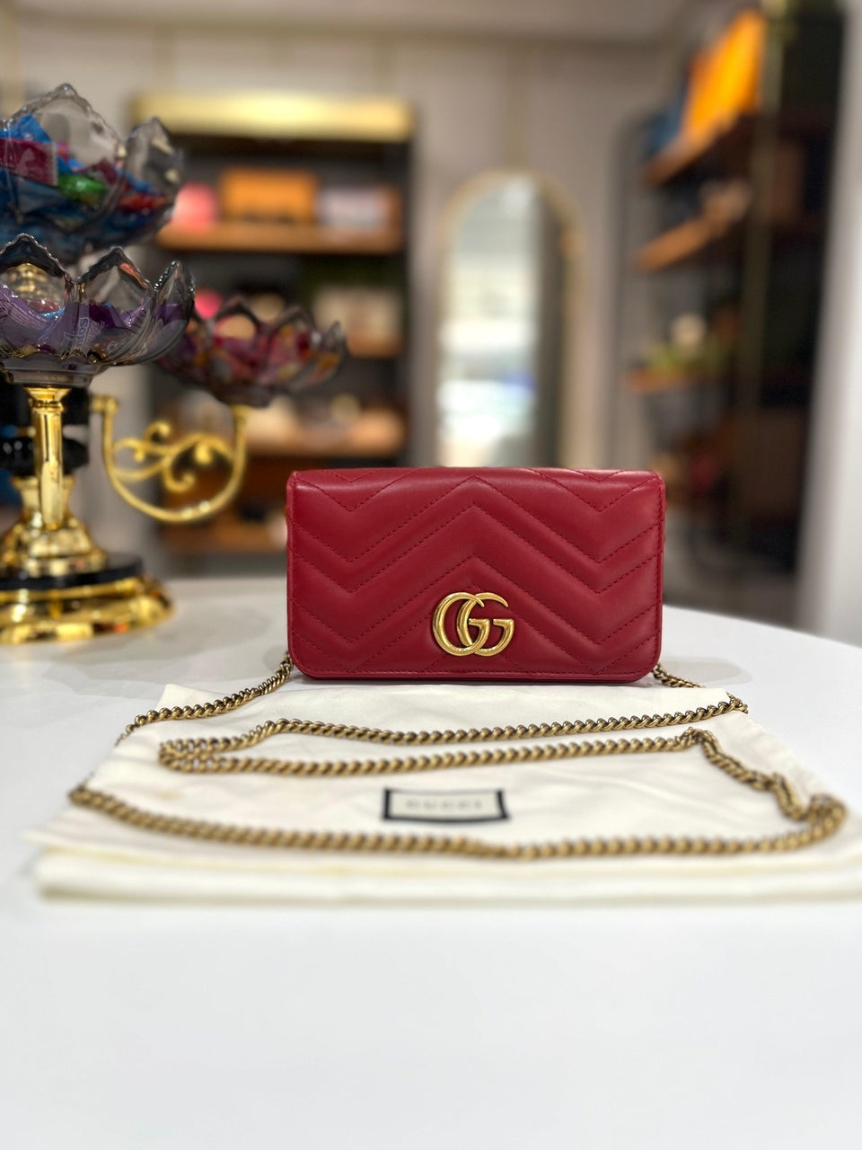 GUCCI Red Chain Wallet & Card Holder for Women - Reeluxs 