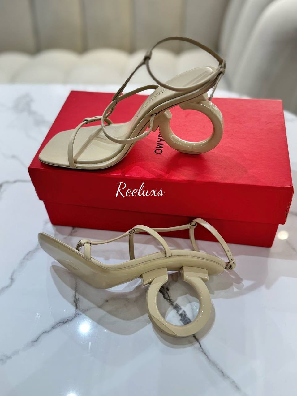 FERRAGAMO Elila Sandals Heel Shoes Size  7 1/2