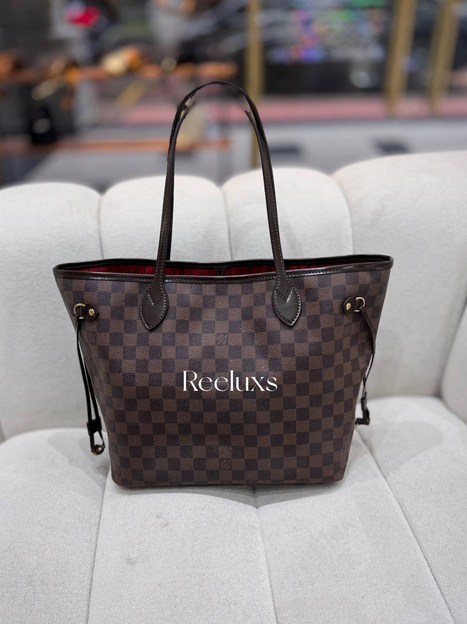 LOUIS VUITTON LV Neverfull MM Tote Bag In Damier Ebene Canvas