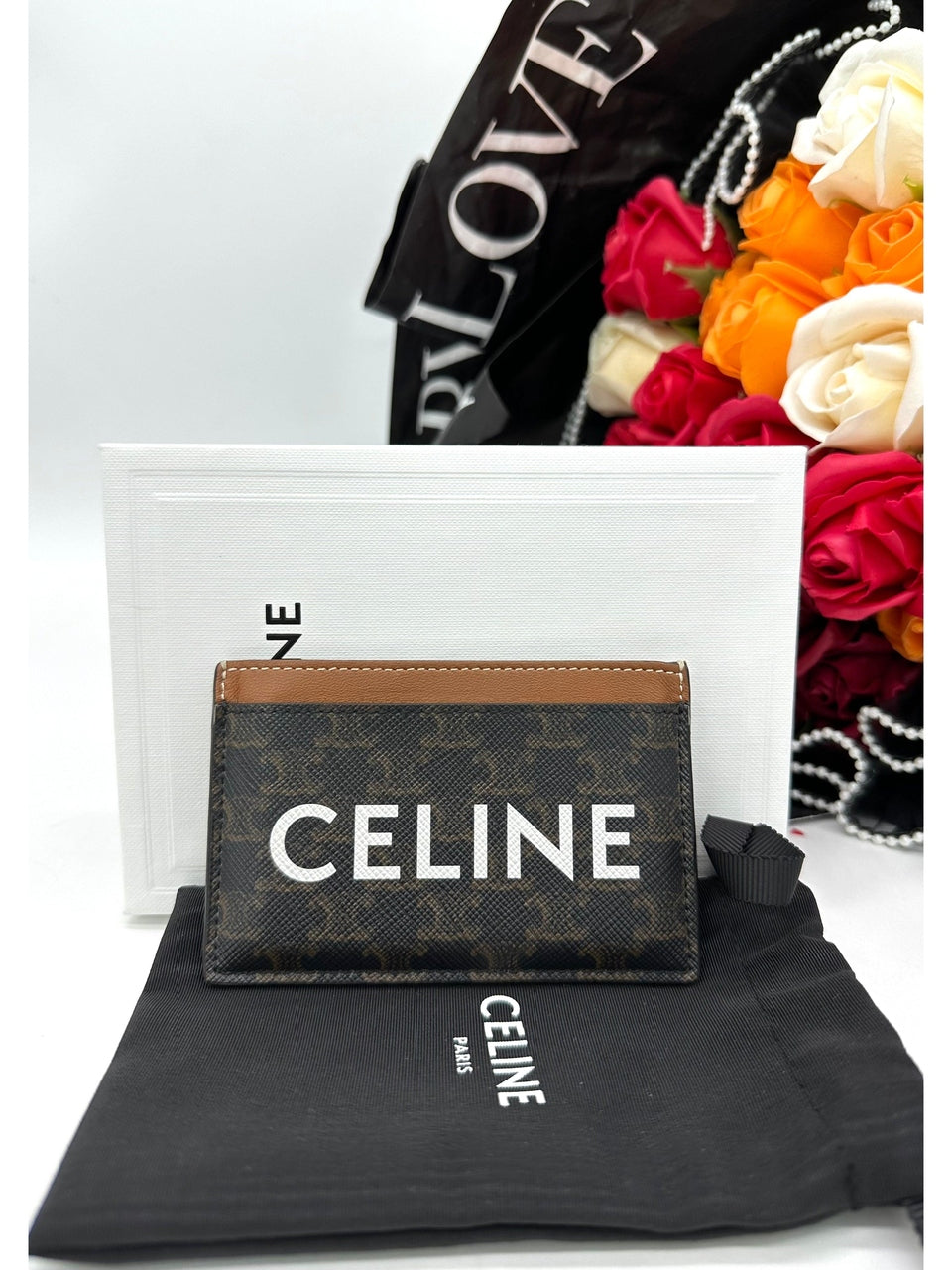 CELINE Card Holder In
TriompheCanvas With CELINE Print Tan - Reeluxs 