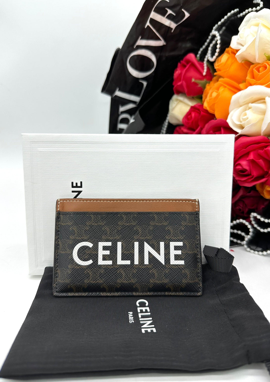 CELINE Card Holder In
TriompheCanvas With CELINE Print Tan - Reeluxs 