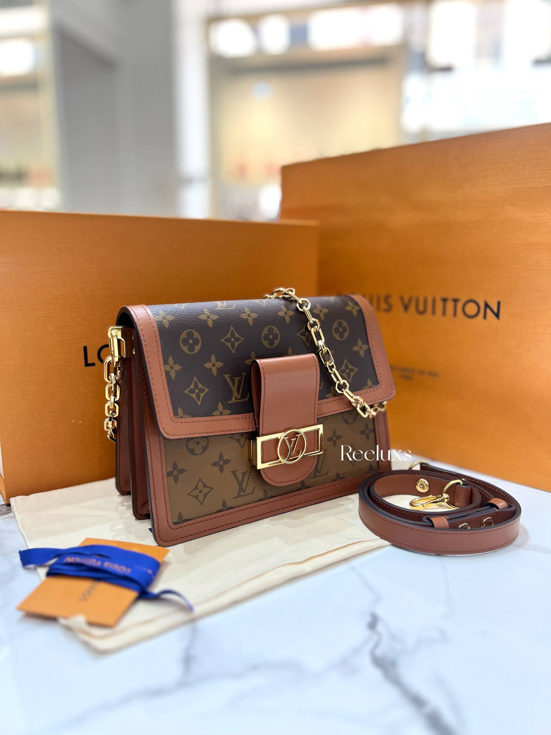 2024 Micrcochip NFC FULL SET LOUIS VUITTON LV Dauphine MM Other Monogram Canvas Shoulder Bag
