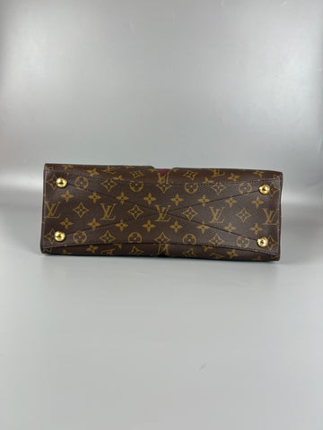 LOUIS VUITTON - Louis Vuitton V Tote shoulder bag in monogram canvas and burgundy grained leather