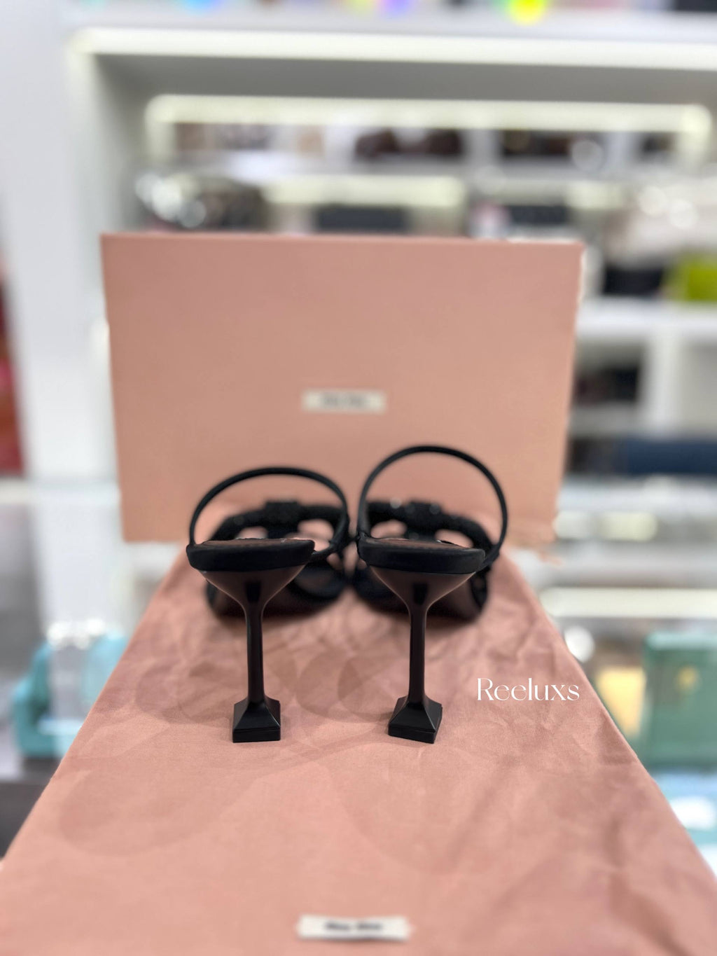 MIU MIU Crystal Bow Satin Sandals