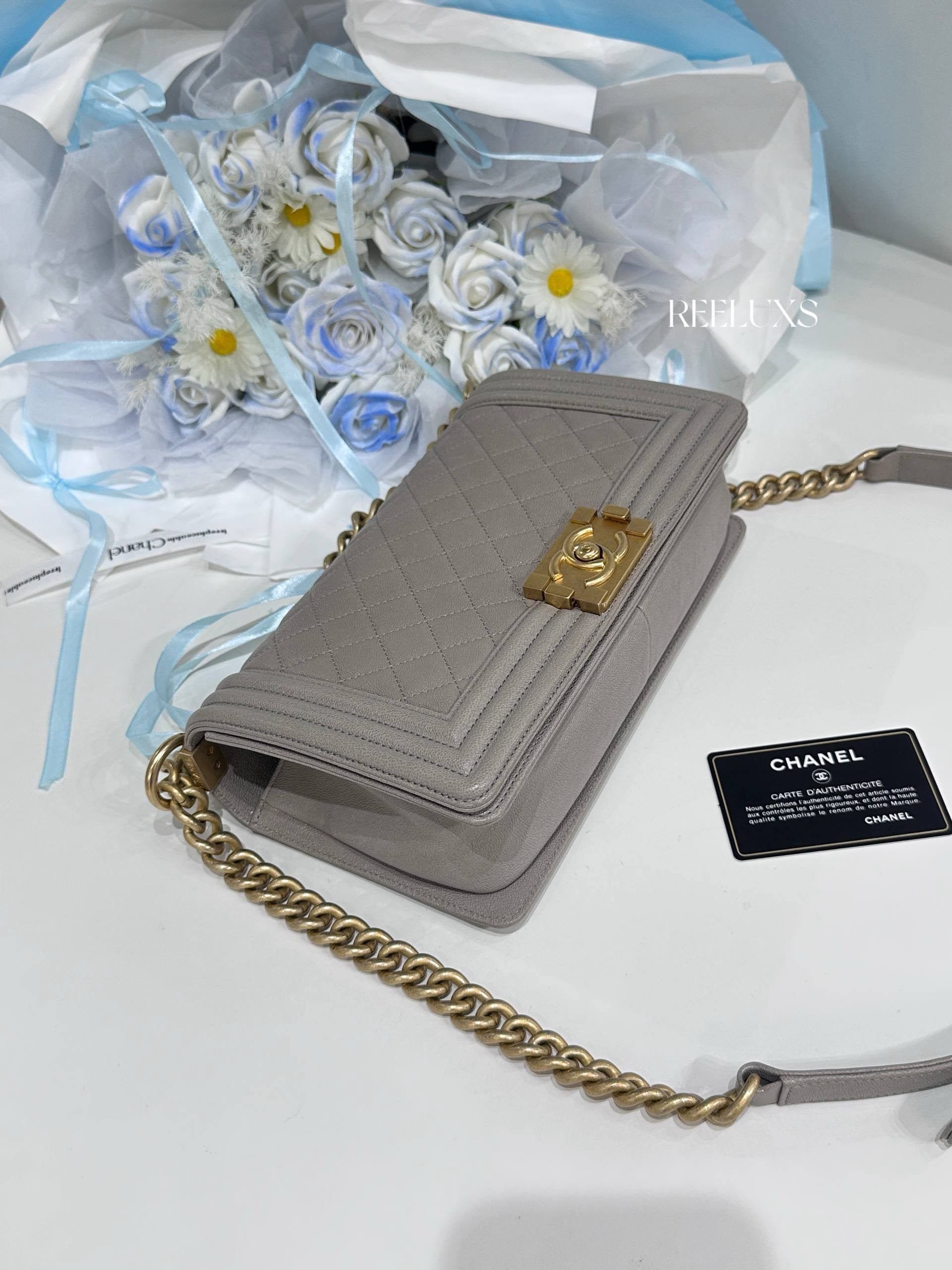 CHANEL Boy Old Medium Quilted Caviar Bag