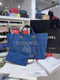 CHANEL Medium Blue Mixed Fibers Deauville Tote Bag