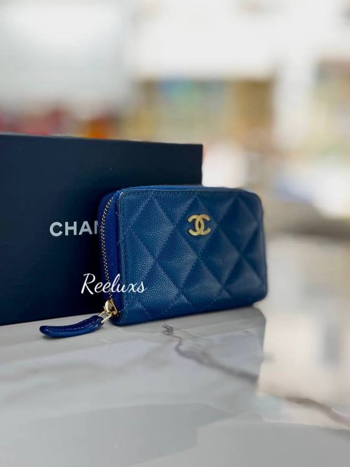 FULL SET CHANEL Caviar Quilted Classic Zipped Coin Purse/ Wallet