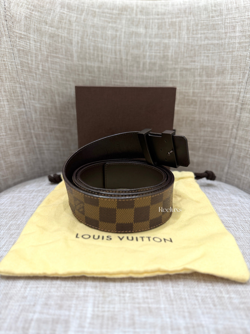 LOUIS VUITTON Damier Ebene Canvas Initiales 40 MM Belt