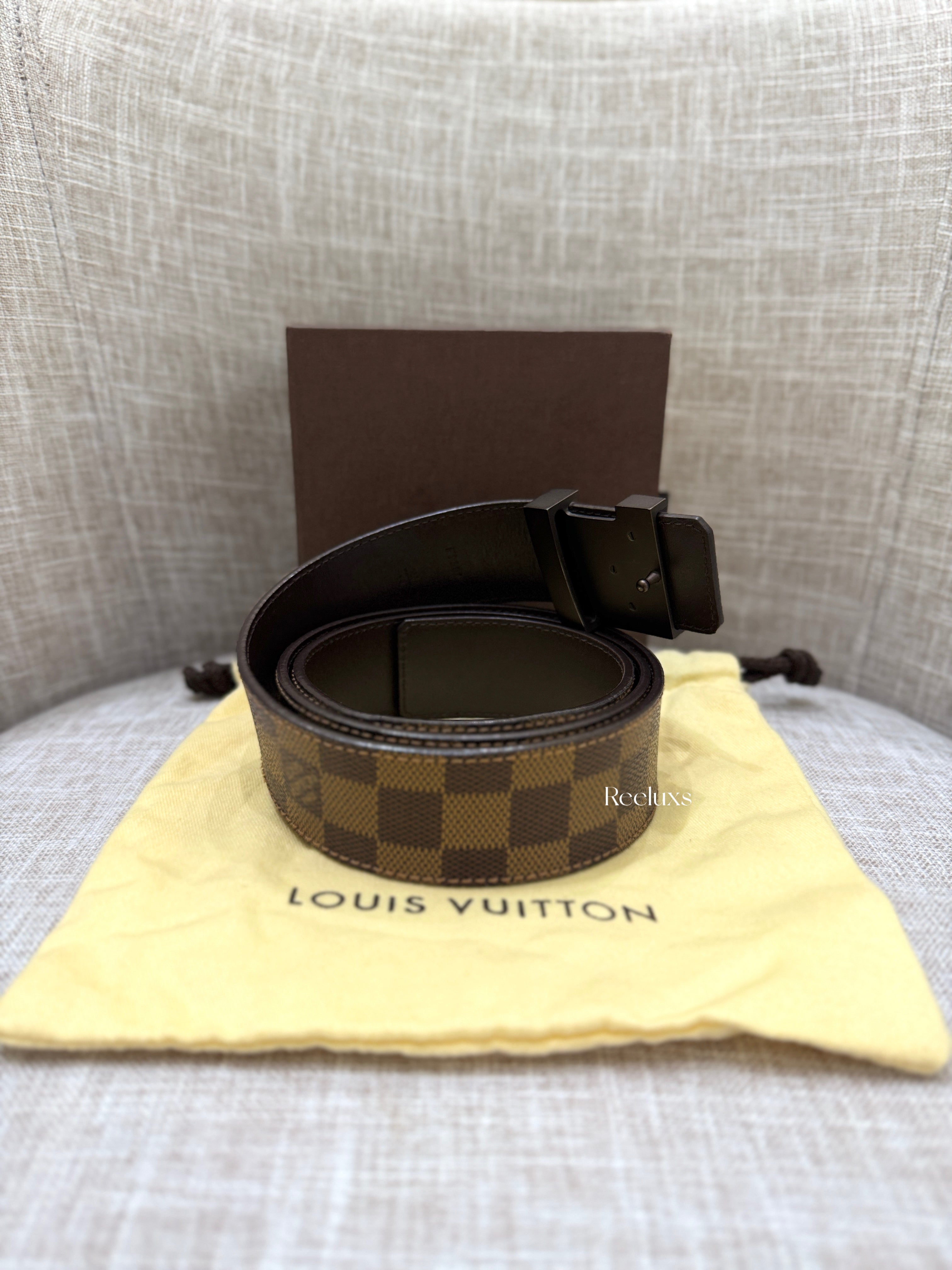 LOUIS VUITTON Damier Ebene Canvas Initiales 40 MM Belt