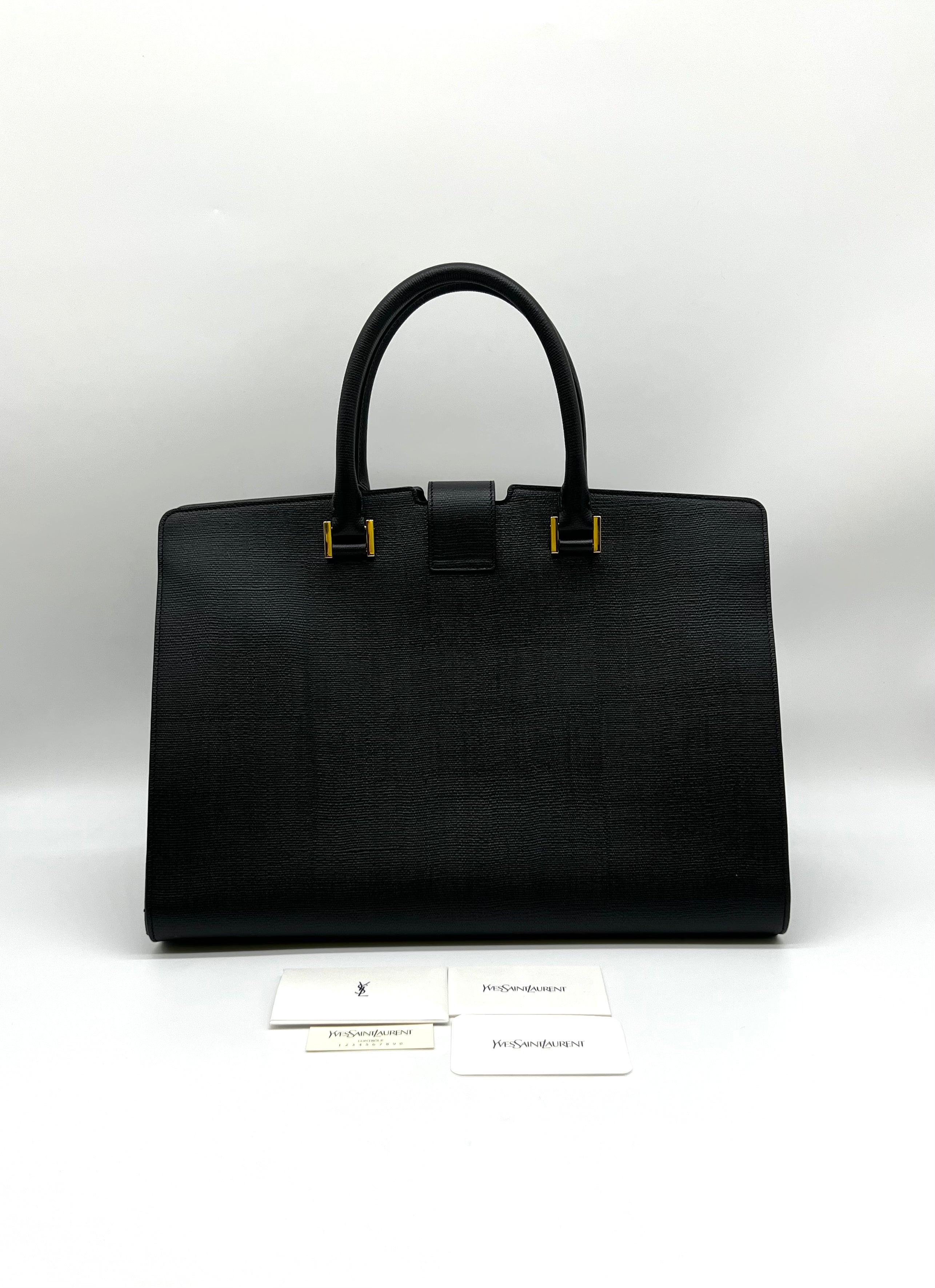 Yves Saint Laurent Black Leather Medium Y Cabas Chyc Tote - Reeluxs 