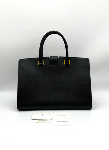 Yves Saint Laurent Black Leather Medium Y Cabas Chyc Tote - Reeluxs 