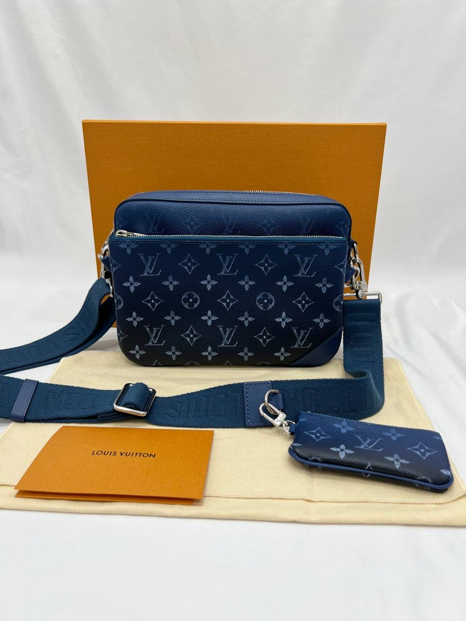 FULL SET LOUIS VUITTON LV Trio Messenger Monogram Navy Crossbody Bag