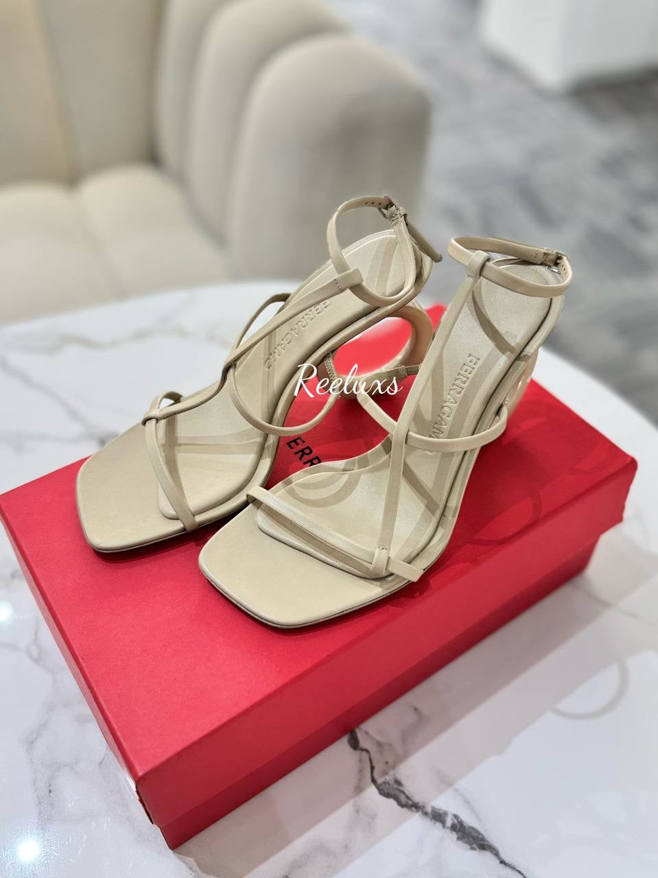 FERRAGAMO Elila Sandals Heel Shoes Size  7 1/2