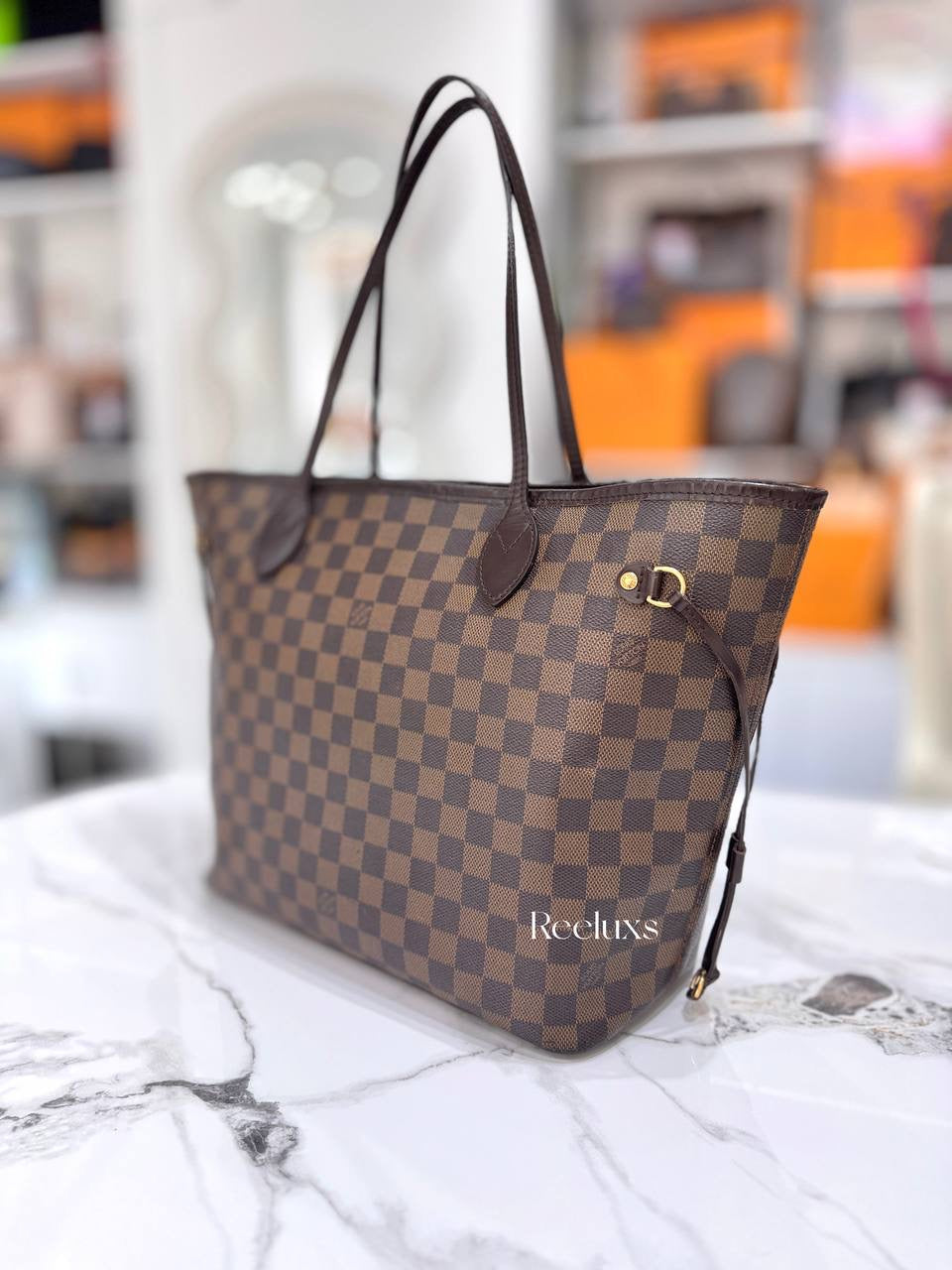 LOUIS VUITTON Neverfull MM Damier Ebene Canvas Tote Bag
