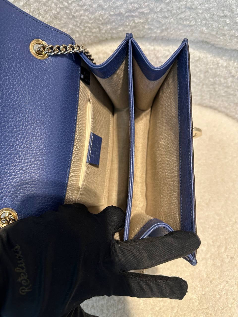 Gucci Blue Leather Medium Interlocking G Shoulder                                                 Bag