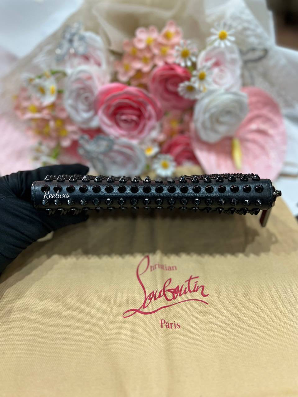 CHRISTIAN LOUBOUTIN Panettone Spike Leather Zippy Around Long Wallet
