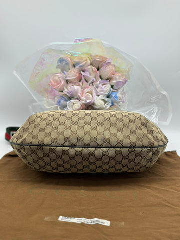 GUCCI GG Canvas Shoulder Bag Beige Brown - Reeluxs 