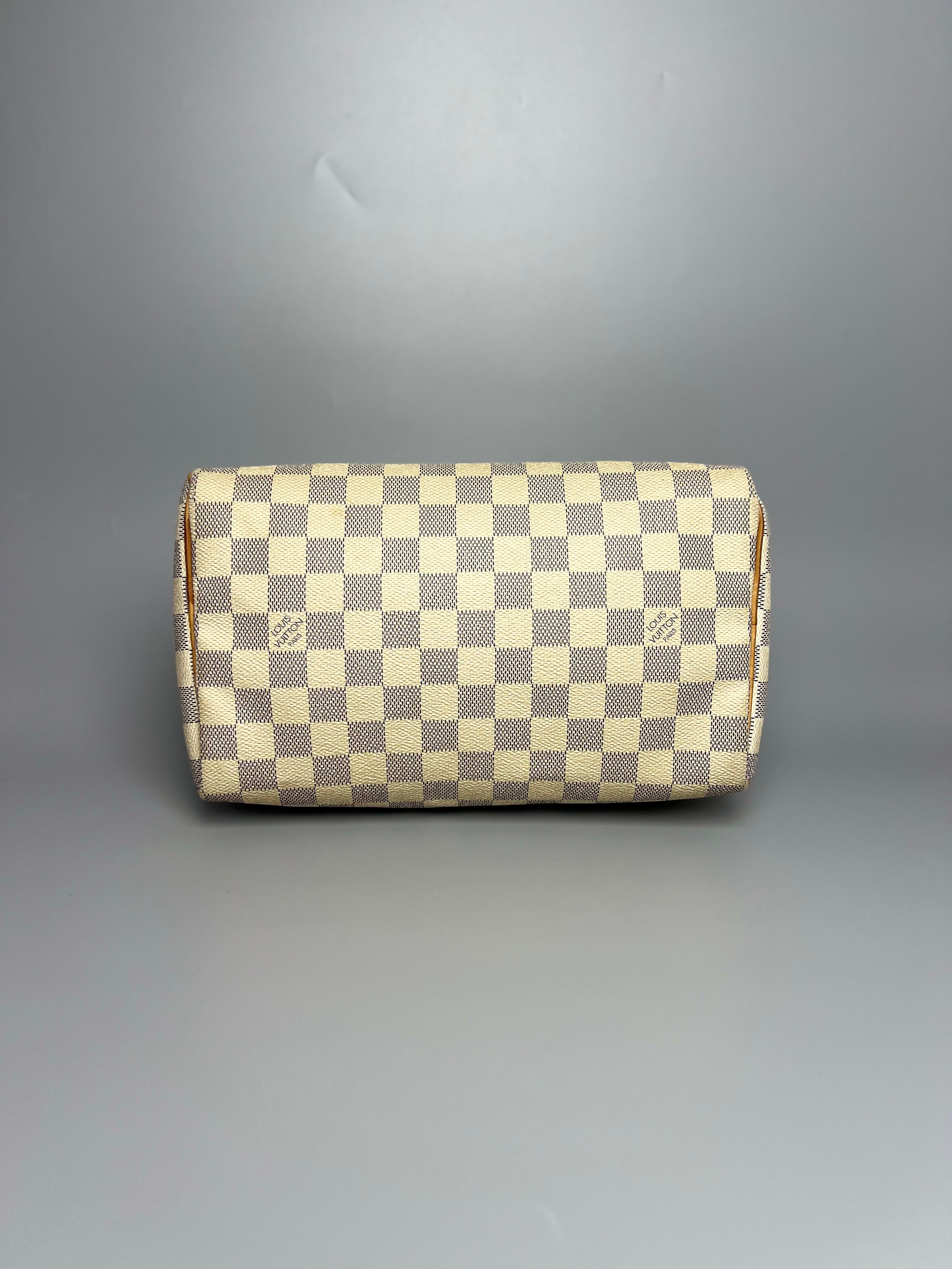 LOUIS VUITTON Speedy 25 White Damier Azur Bandoliere Handbag For Lady - Reeluxs 