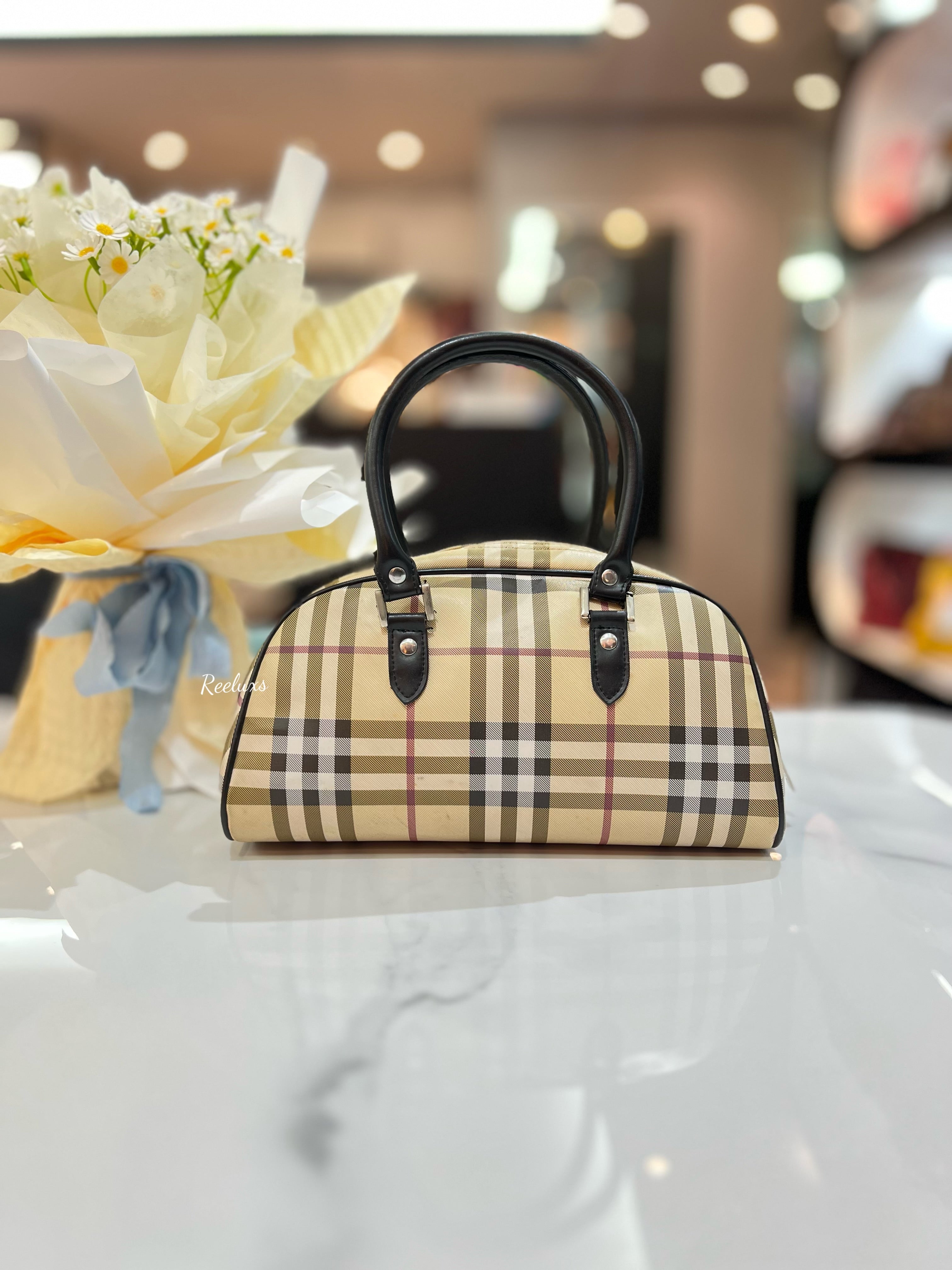 BURBERRY Nova Check Boston Bag Small Satchel