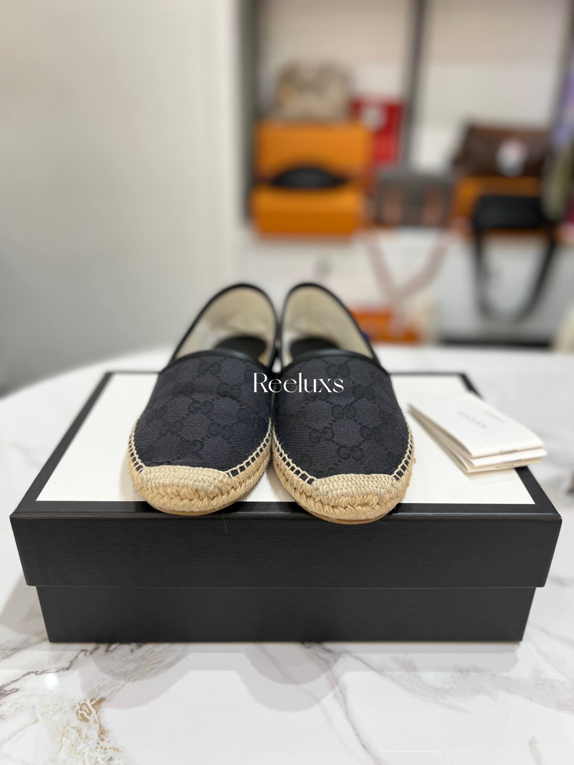 GUCCI Black  GG Supreme Canvas Espadrilles
