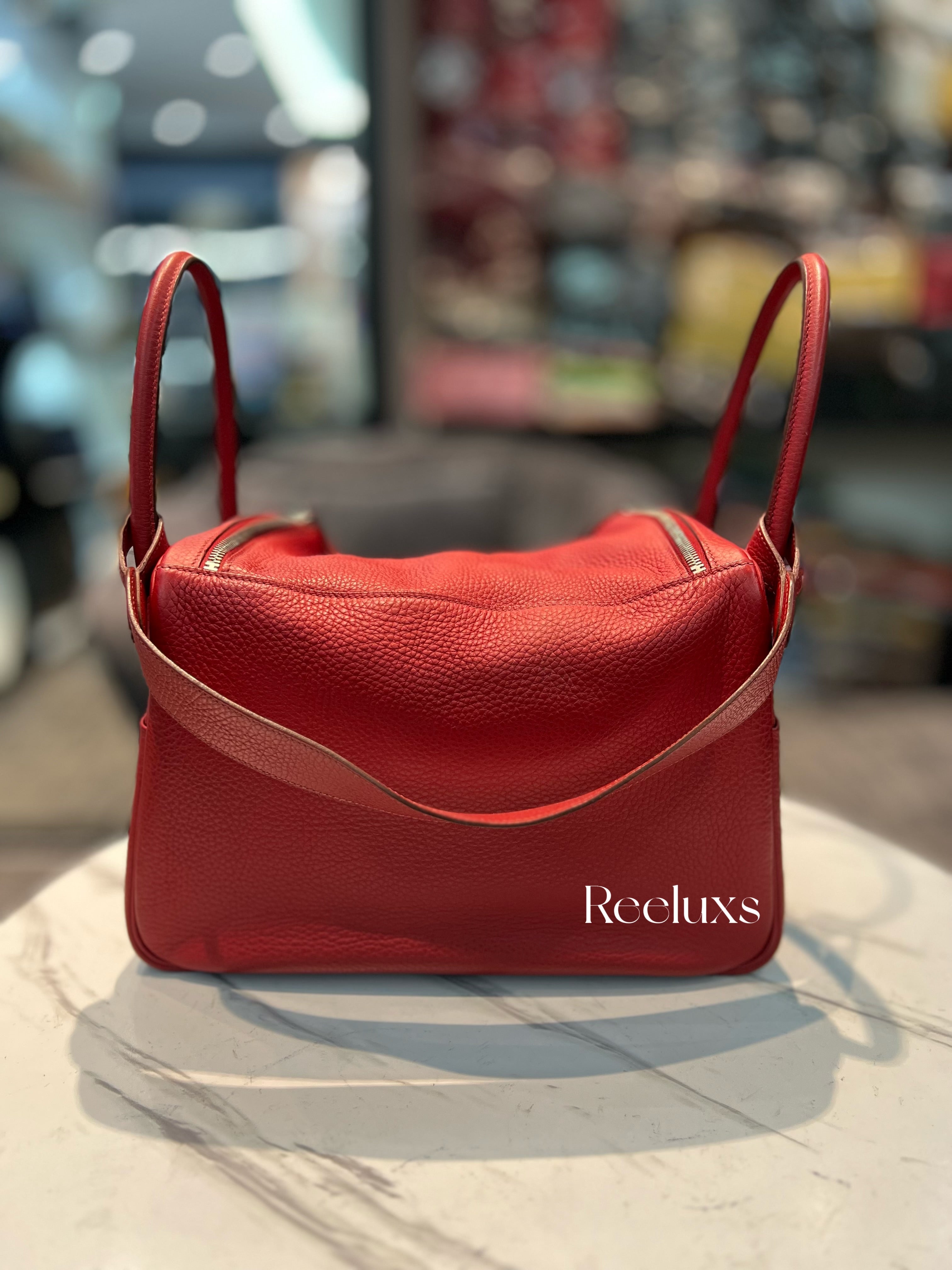 HERMES Lindy 30 Rouge Palladium Hardware