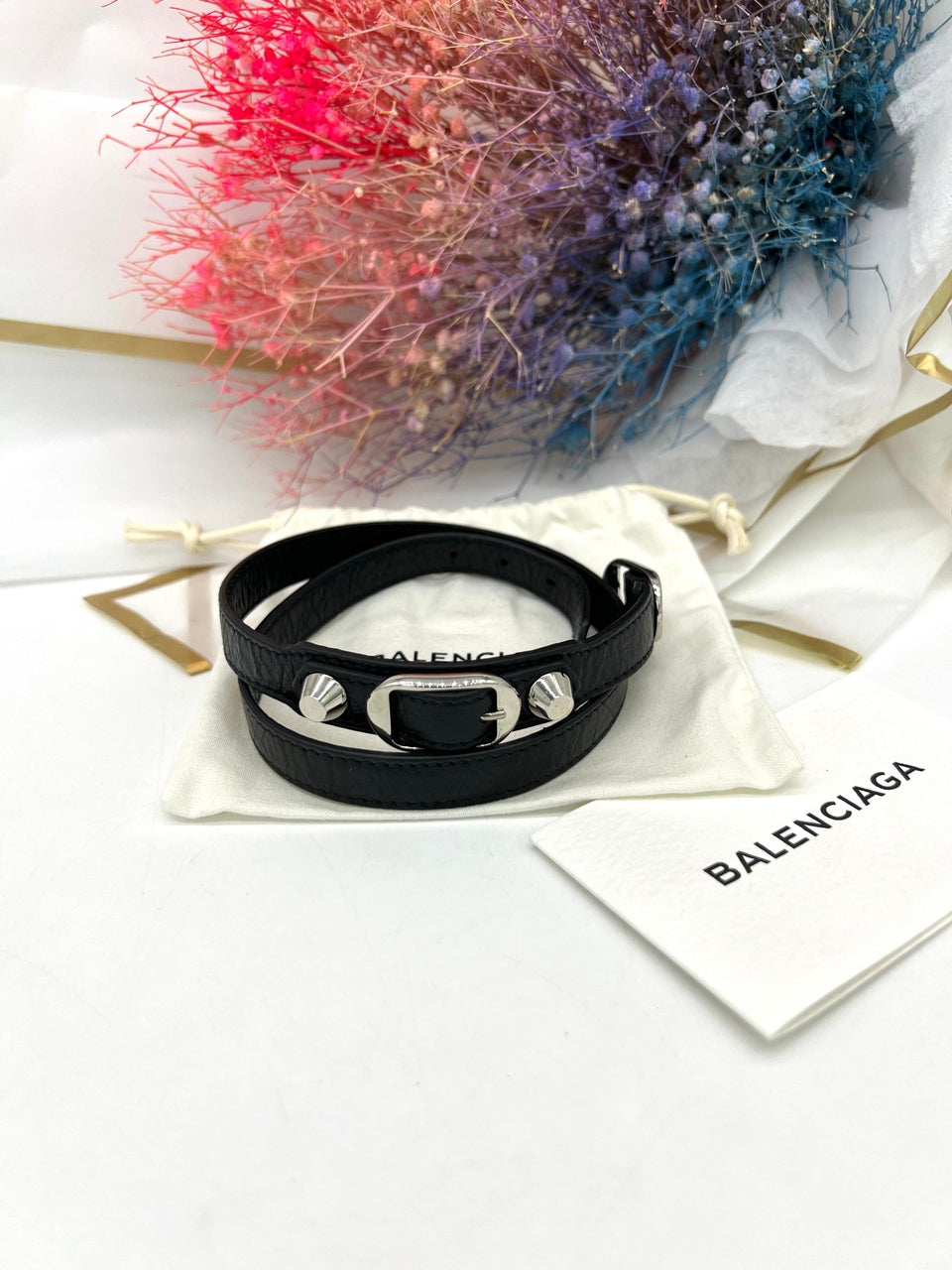 BALENCIAGA Bracelet Double Tour Black Silver - Reeluxs 