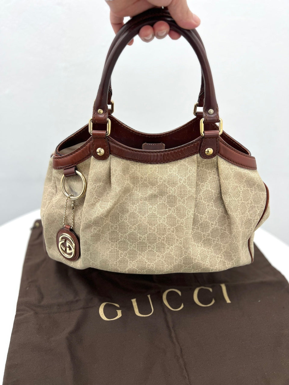 Gucci Ladies Tote Handbag GG
Canvas Beige Brown - Reeluxs 