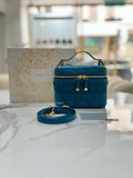 CHRISTIAN DIOR  Lambskin Cannage Small Diortravel Vanity Case Deep Ocean